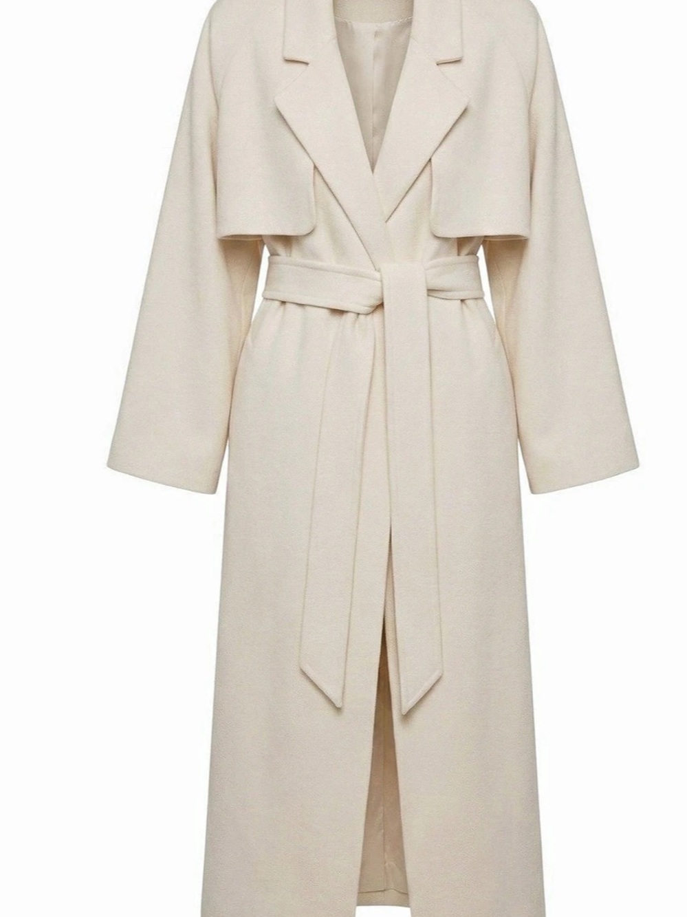 Cream Belted Long Coat New